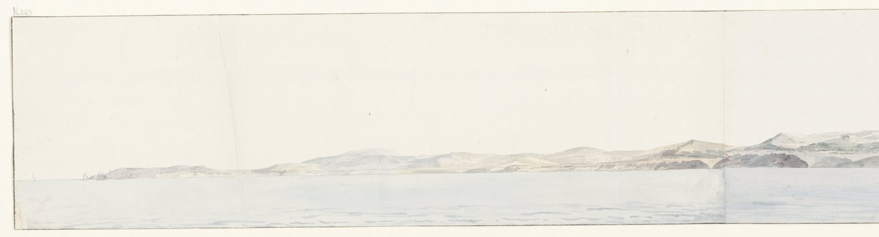 Panorama sætter Agrigento i de kust Fjernsyn over byen Girgenti og kysten (titel på objektet) Rejser i Italien, Sicilien og Malta - 1778 (serietitel) af Louis Ducros