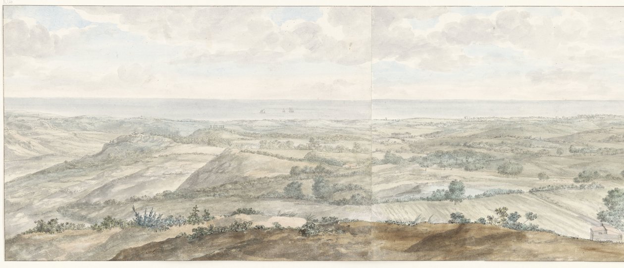 Panorama fra Collis Minervalis Generelt billede taget fra toppen af ​​Collis Minervalis (titel på objekt) Rejser i Italien, Sicilien og Malta - 1778 (serietitel) af Louis Ducros