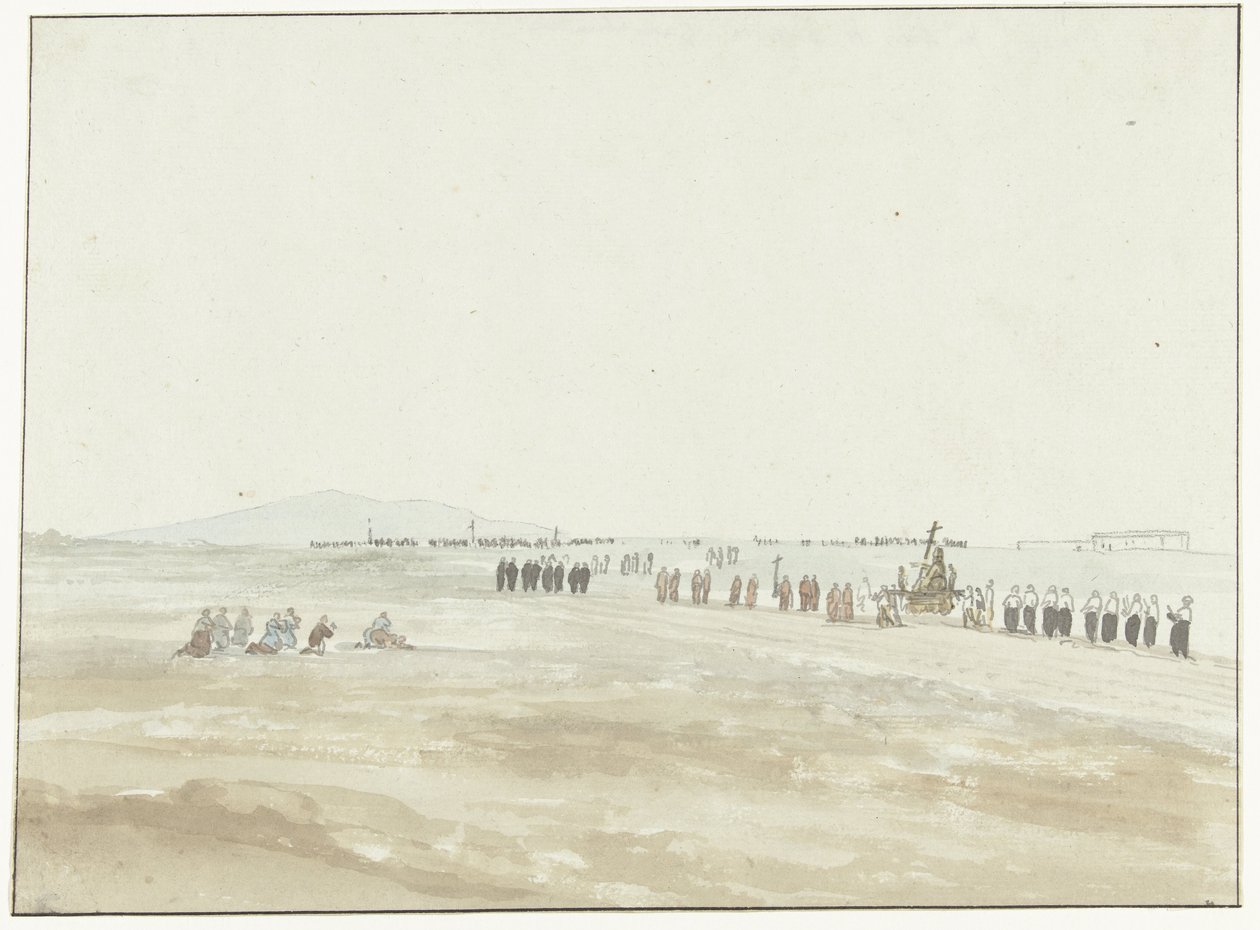 Processie i omgivelserne af Cerignola Procession forlader Cerignola (titel på objekt) Rejser i Italien, Sicilien og Malta - 1778 (serietitel) af Louis Ducros