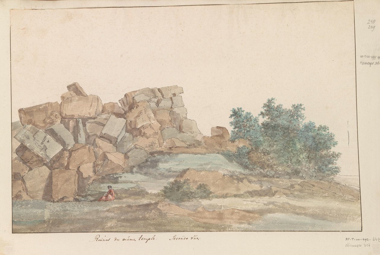 Resten van Zeus Olympus tempel ved Agrigento Ruiner af samme tempel. Anden visning (titel på objekt) Rejser i Italien, Sicilien og Malta - 1778 (serietitel) af Louis Ducros