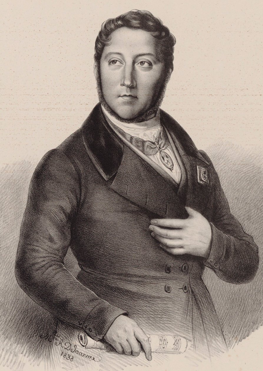 Portræt af komponisten Gioachino Antonio Rossini 1792-1868, 1838. af Louis Dupré