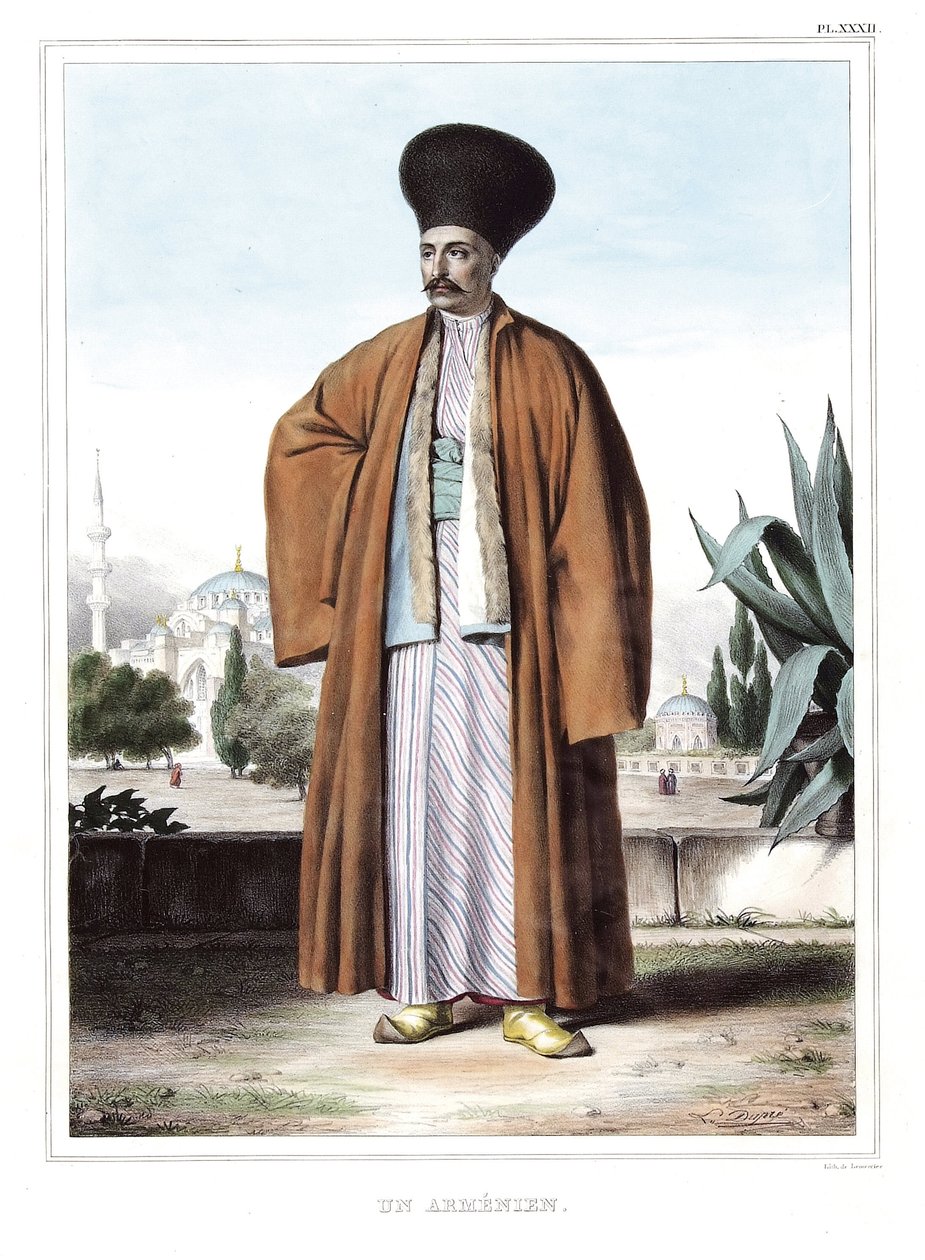 En armener. i "" Rejsen til Athen og Konstantinopel, eller samling af græske og osmanniske portrætter, udsigter og dragter, malet på steder efter naturen, litografier og farver af Louis Dupre (1789-1837), Davids elev.1825. af Louis Dupré
