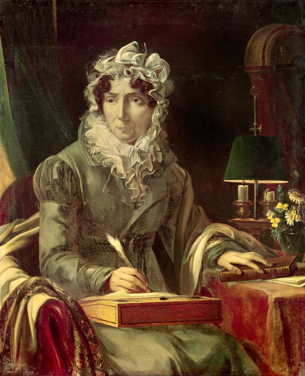 Madame de Genlis - "" Portræt af Stephanie Felicite Ducrest (fra Crest of Saint Aubin), grevinde af Genlis (1746-1830) Maitress af Philippe Egalite (Louis Philippe II Joseph Duke of Orleans) af Louis Edouard Rioult