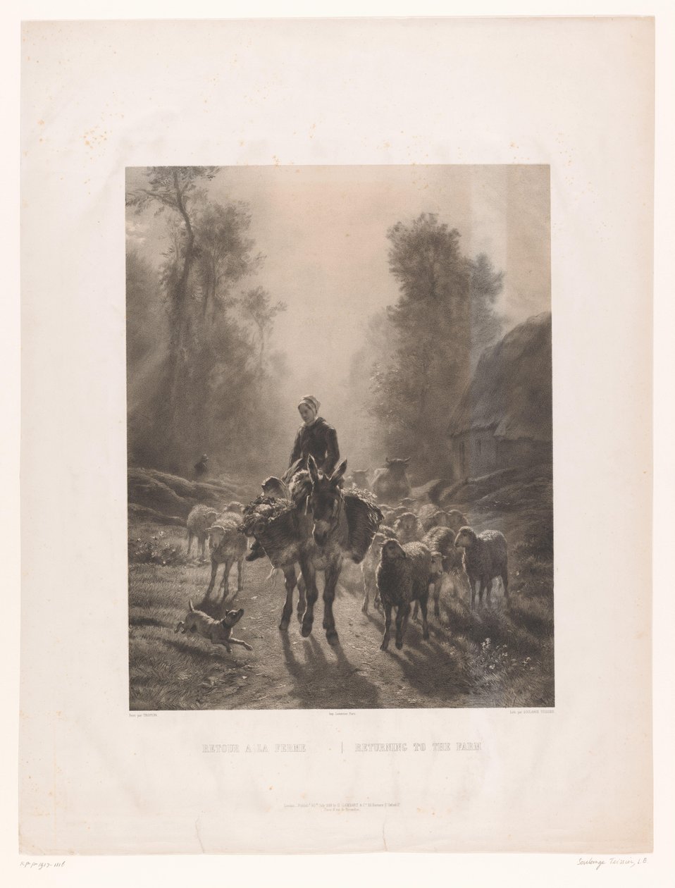 Bonde med kvæg vender tilbage til gården Return a la ferme / Returning to the Farm (titel på objekt) af Louis Emmanuel Soulange Teissier