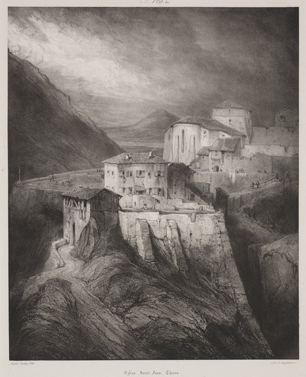 Saint Jean-kirken, Thiers, Auvergne af Louis Eugene Gabriel Isabey