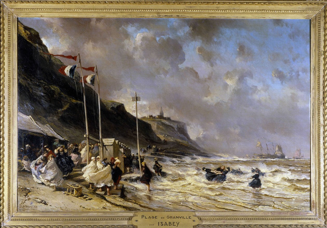Granville Beach - olie på lærred af Eugene Louis Gabriel Isabey (1803-1886) af Louis Eugene Gabriel Isabey