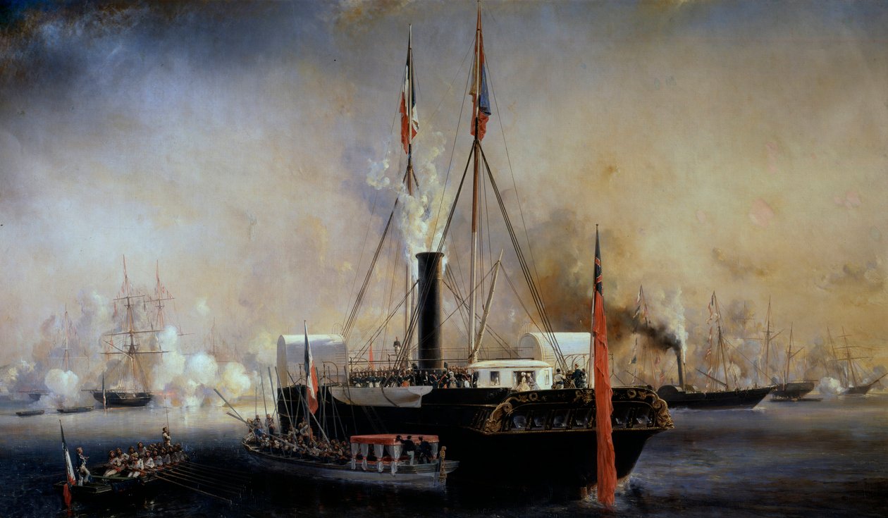 Kong Louis Philippe I og franskmændenes dronning møder dronning Victoria og prins Albert, der ankom til Treporten den 2. september af Louis Eugene Gabriel Isabey