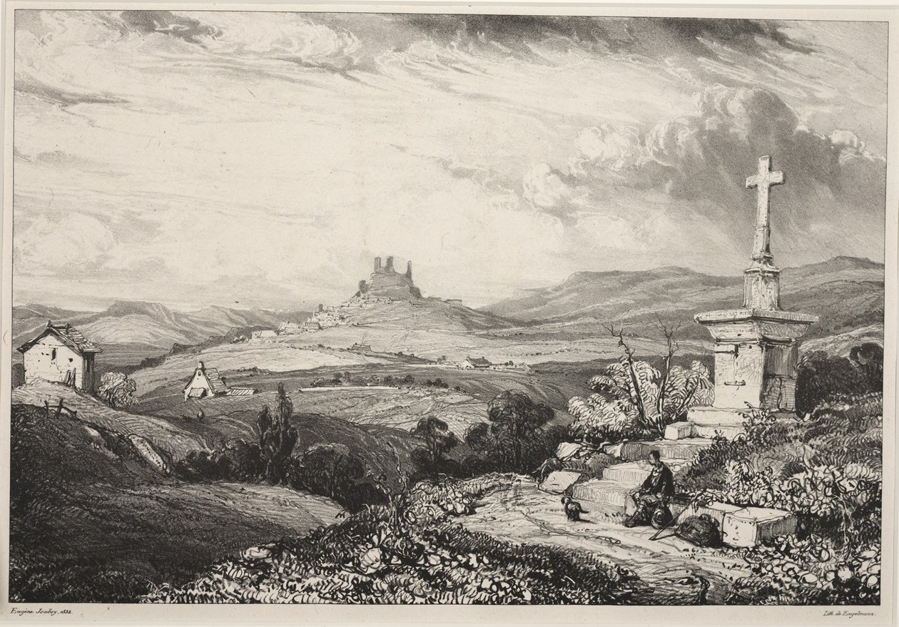 Larderole Slot, Auvergne af Louis Eugene Gabriel Isabey