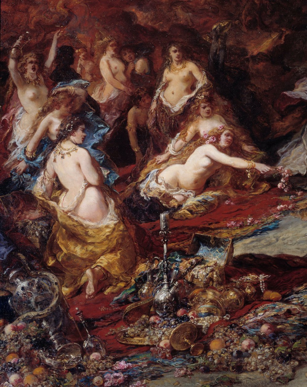 Sankt Anthonys fristelse Eremitten Sankt Antonius den Store (251-356) udsættes for Djævelens fristelser i ørkenen. Detalje. Maleri af Louis Gabriel Eugene Isabey (1803-1886) af Louis Eugene Gabriel Isabey