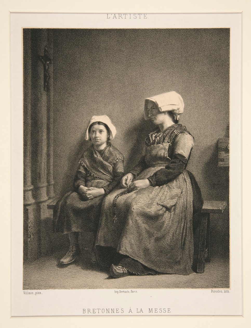 Bretonske kvinder ved messe af Louis Eugene Pirodon
