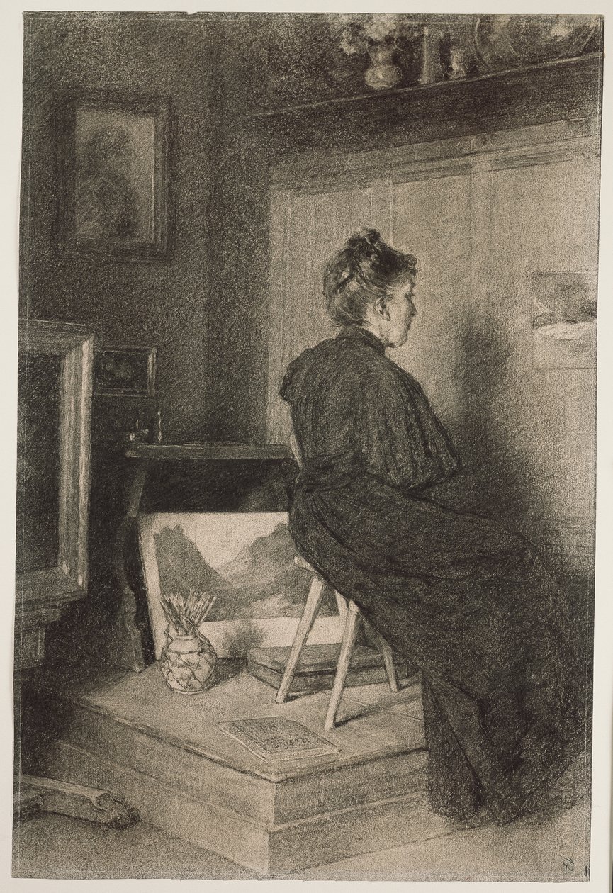 Mary Eysen i atelieret i Villa Holstein i Meran-Obermais af Louis Eysen