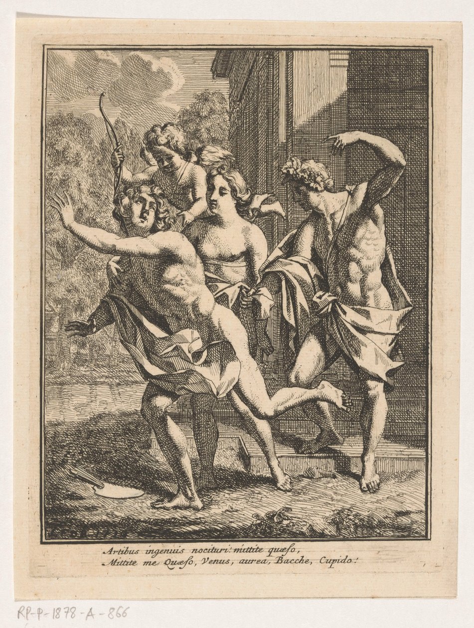 En ung mand flygter fra Bacchus, Venus og Amor af Louis Fabritius Dubourg