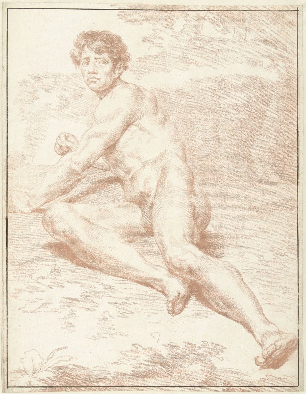 Nøgen mand, liggende, stående af Louis Fabritius Dubourg