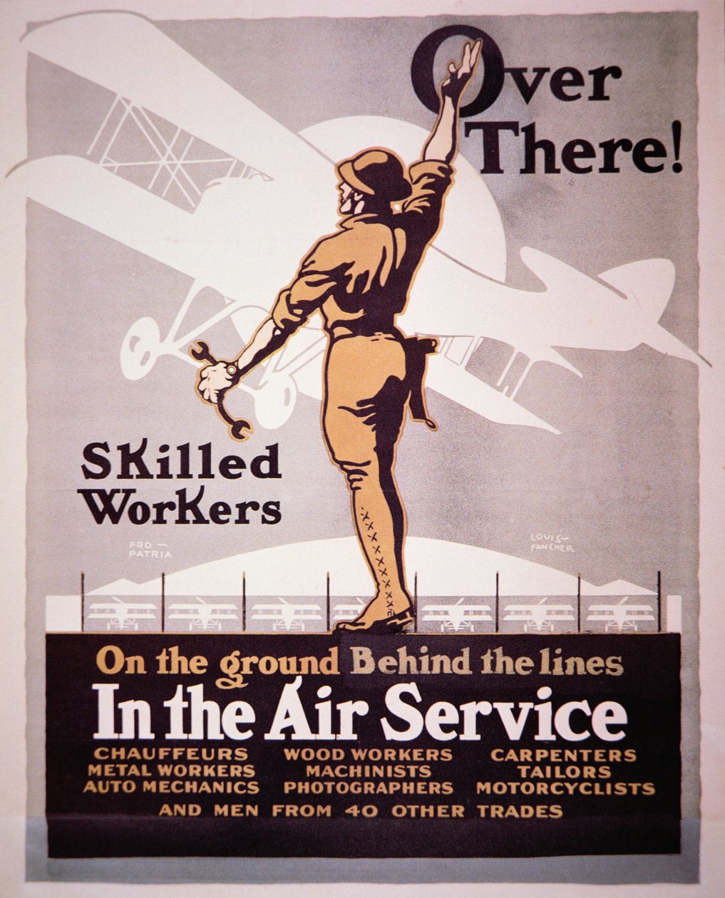 Amerikansk rekrutteringsplakat til Air Service (farve litho) af Louis Fancher