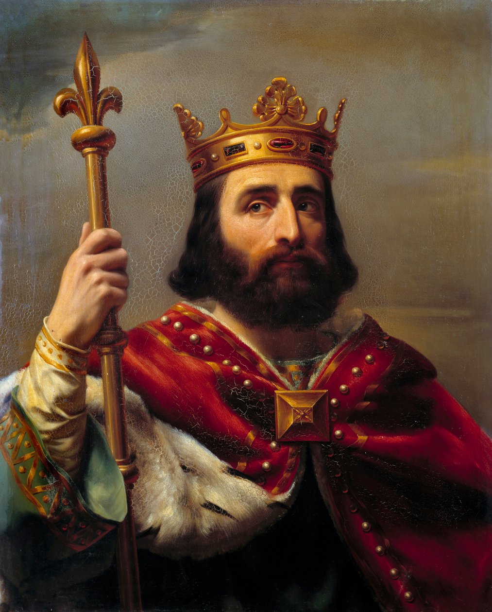 Portræt af Pepin III kendt som Pepin the Brief (714-768) konge af Frankrig. Maleri af Louis Felix Amiel (1802-1864) af Louis Félix Amiel