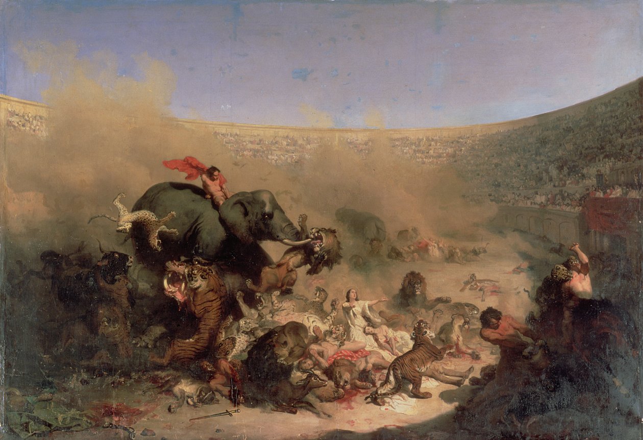 De kristne kastet til udyrene af romerne af Louis Felix Leullier