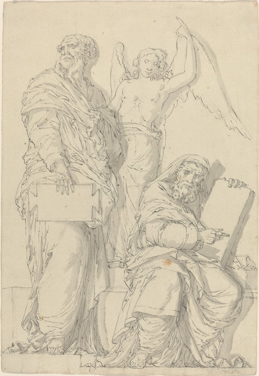 Profeterne Hoseas og Jonas af Louis Felix de La Rue after Raphael