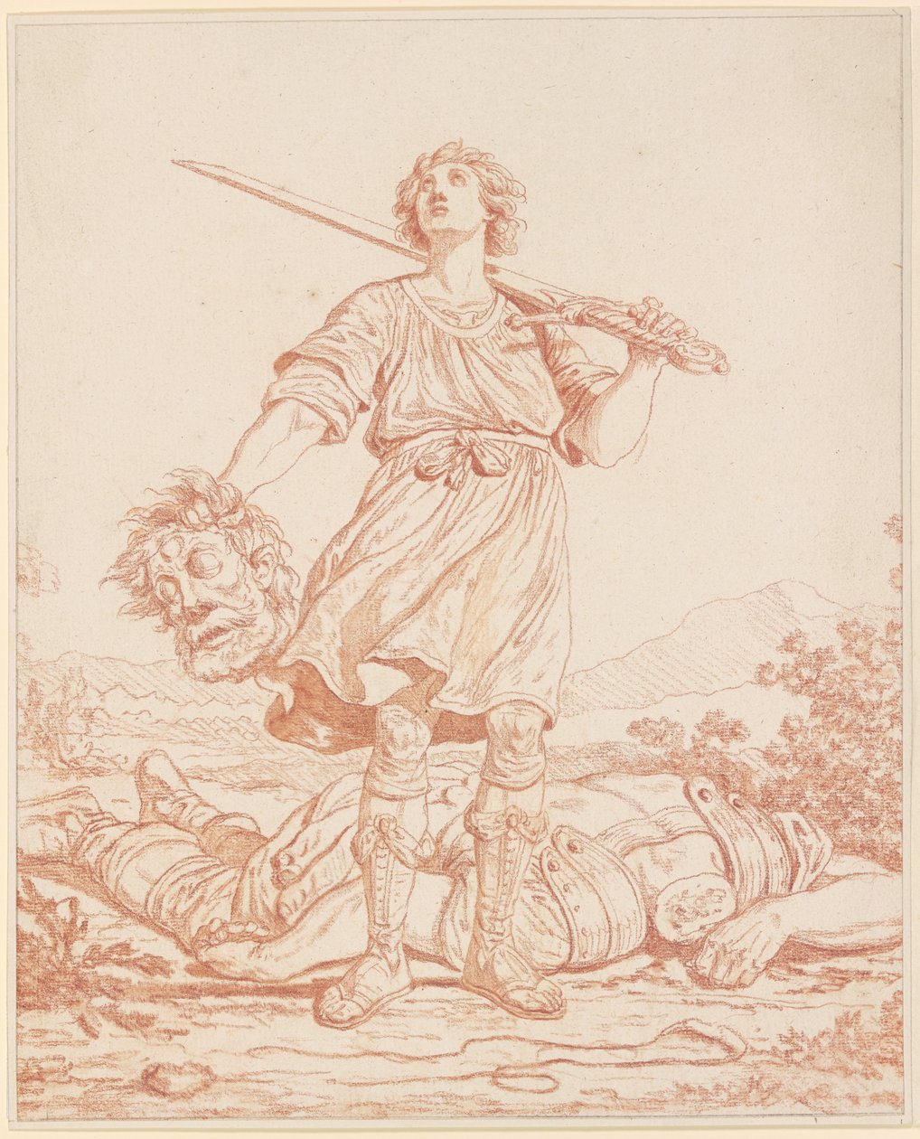 David som sejrherre over kæmpen Goliat af Louis Felix de la Rue