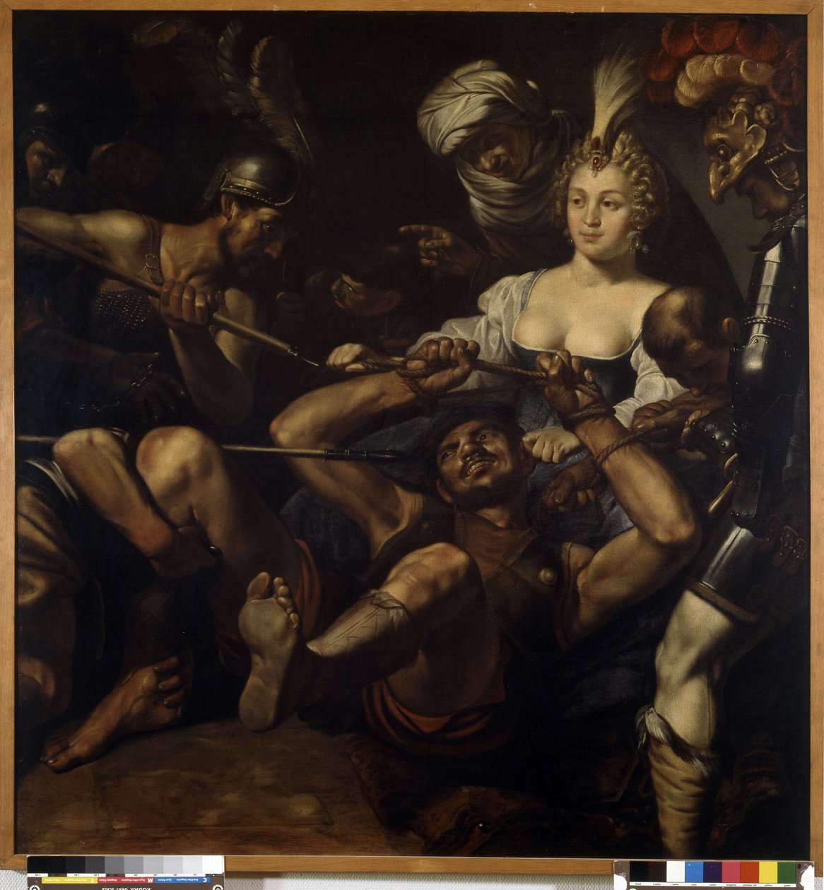 Samson og Dalila: Samson mister styrke, da Dalila klipper sit hår (olie på lærred) af Louis Finsonius or Finson