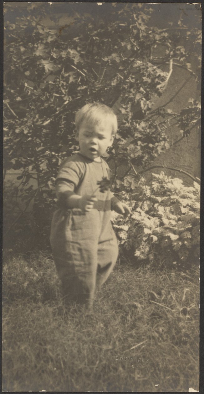 [Portræt af et barn i haven] af Louis Fleckenstein