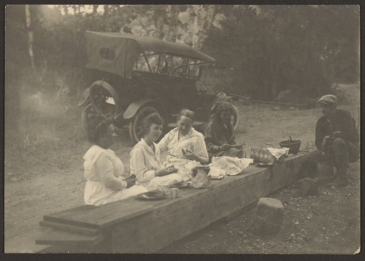 [Picnicscene ved vejen] af Louis Fleckenstein