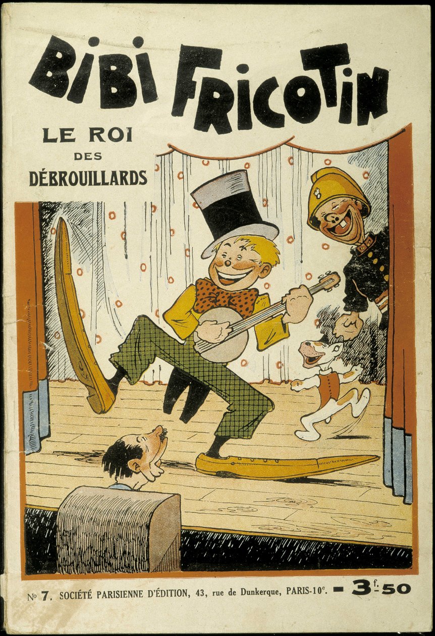 Bibi Fricotin, kongen af hustlers (spiller banjo på scenen) - cover af nr. 7. Af Louis Forton (1879-1934) af Louis Forton