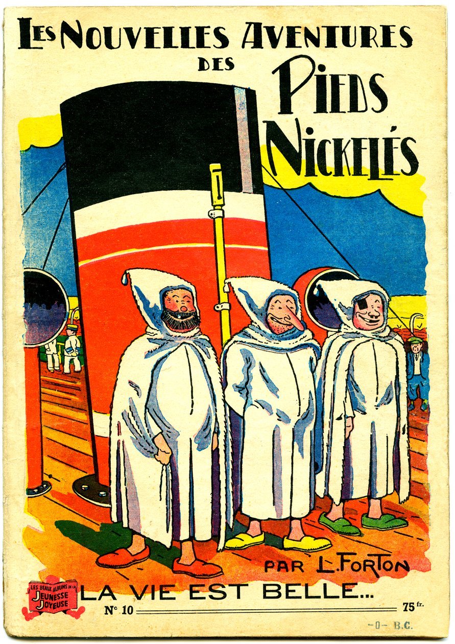 Cover til et tegneseriealbum: Les Nouvelle Adventures des Pieds Nickeles, La vie est belle, n.10 (farve litho) af Louis Forton