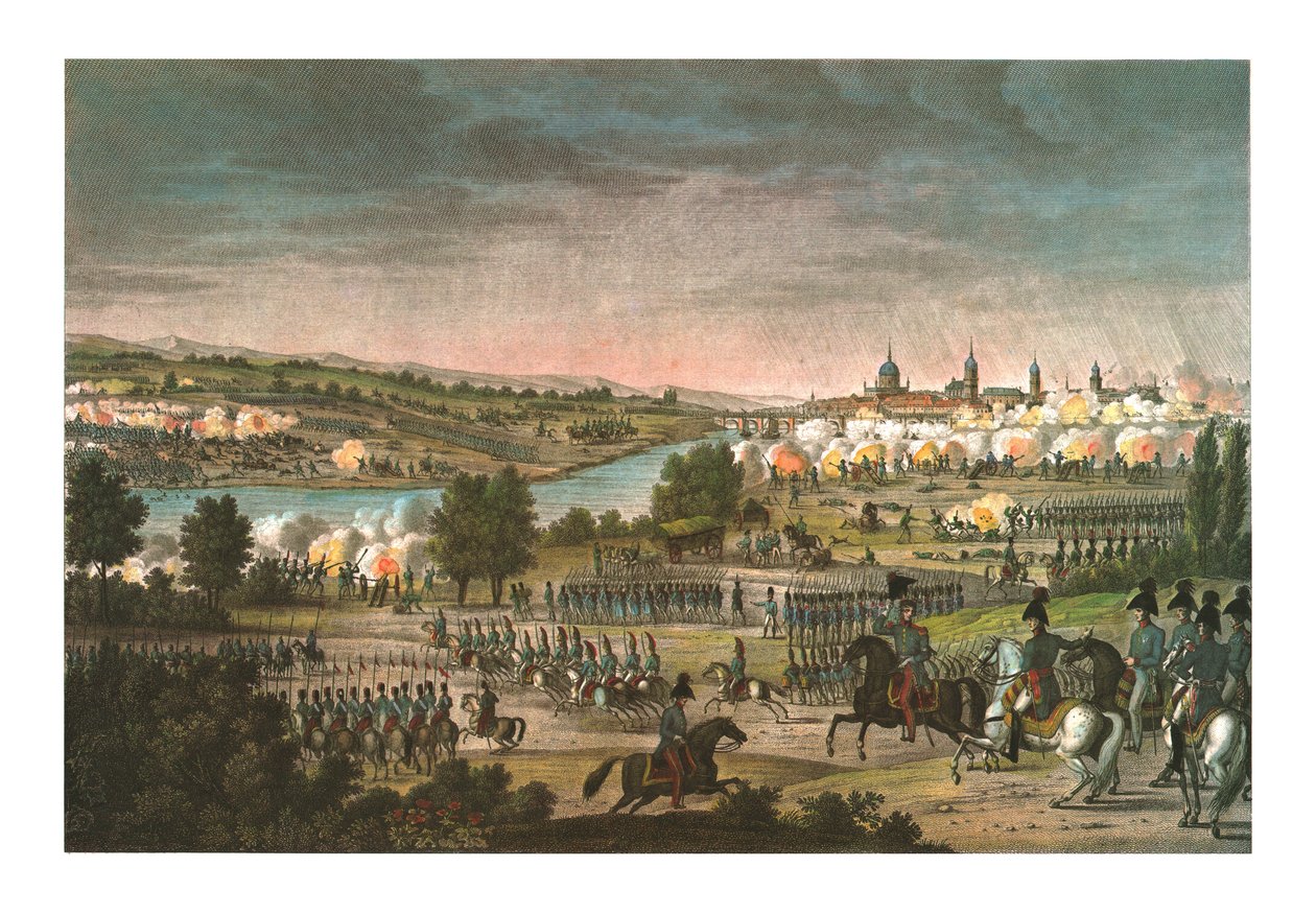 Slaget ved Dresden, 26. august 1813, c1850 af Louis Francois Couche