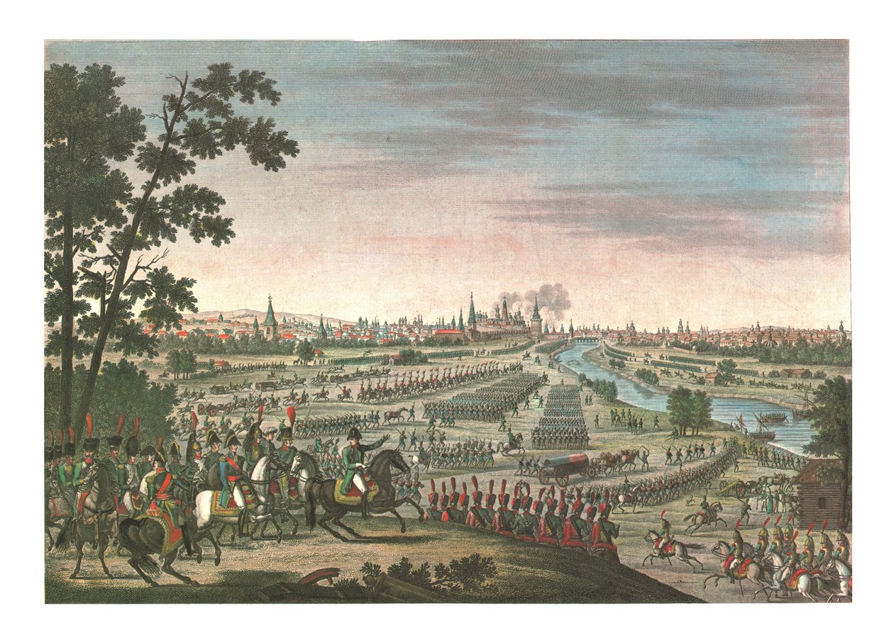 Franskmændenes indtog i Moskva, 14. september 1812, c1850 af Louis Francois Couche