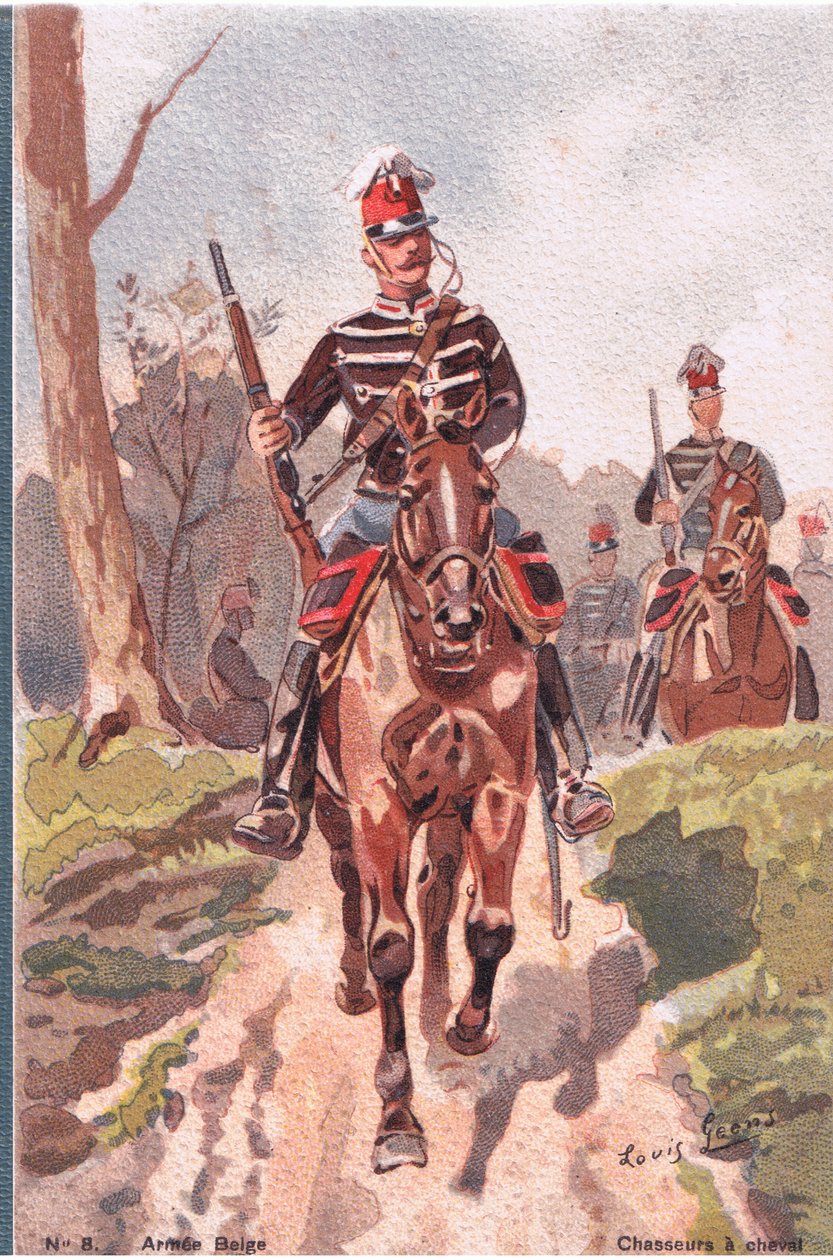 Jægere til hest, postkort, 1920