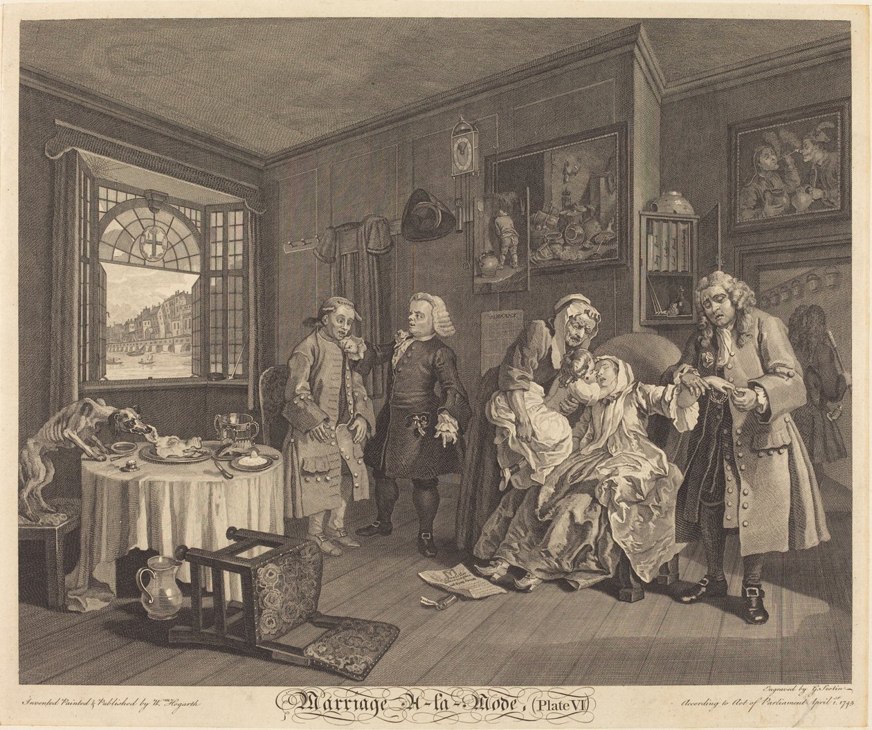 Ægteskab a la Mode: pl.6 af Louis Gerard Scotin after William Hogarth