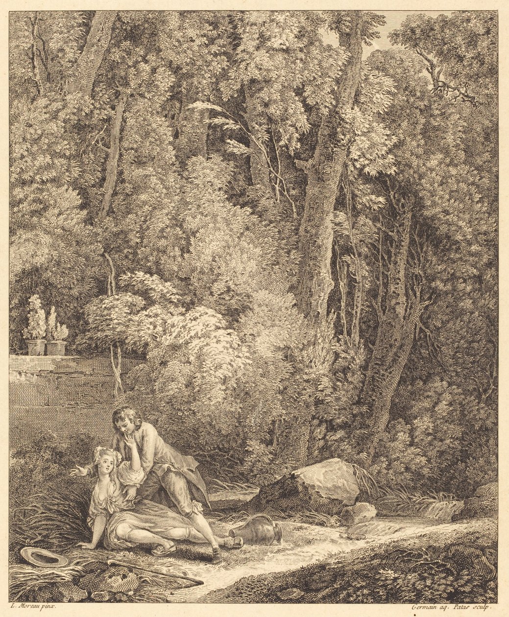 Den driftige landsbyboer af Louis Germain and Charles Emmanuel Patas after Louis Gabriel Moreau