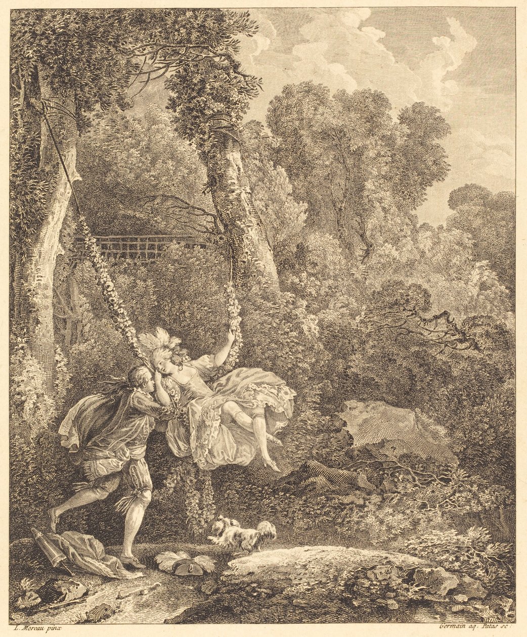 Vi løber mere end én fare der af Louis Germain and Charles Emmanuel Patas after Louis Gabriel Moreau