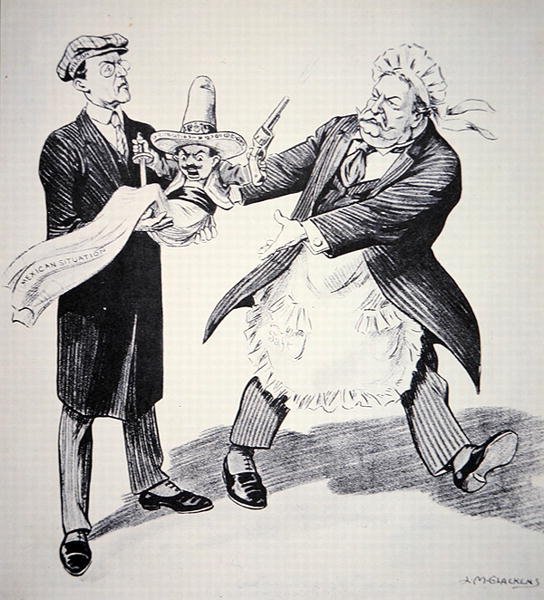 Amerikansk tegneserie, der viser den amerikanske præsident Tuft, der overdrager den problematiske "mexicanske situation" til sin efterfølger Woodrow Wilson i 1913 (litho) af Louis Glackens