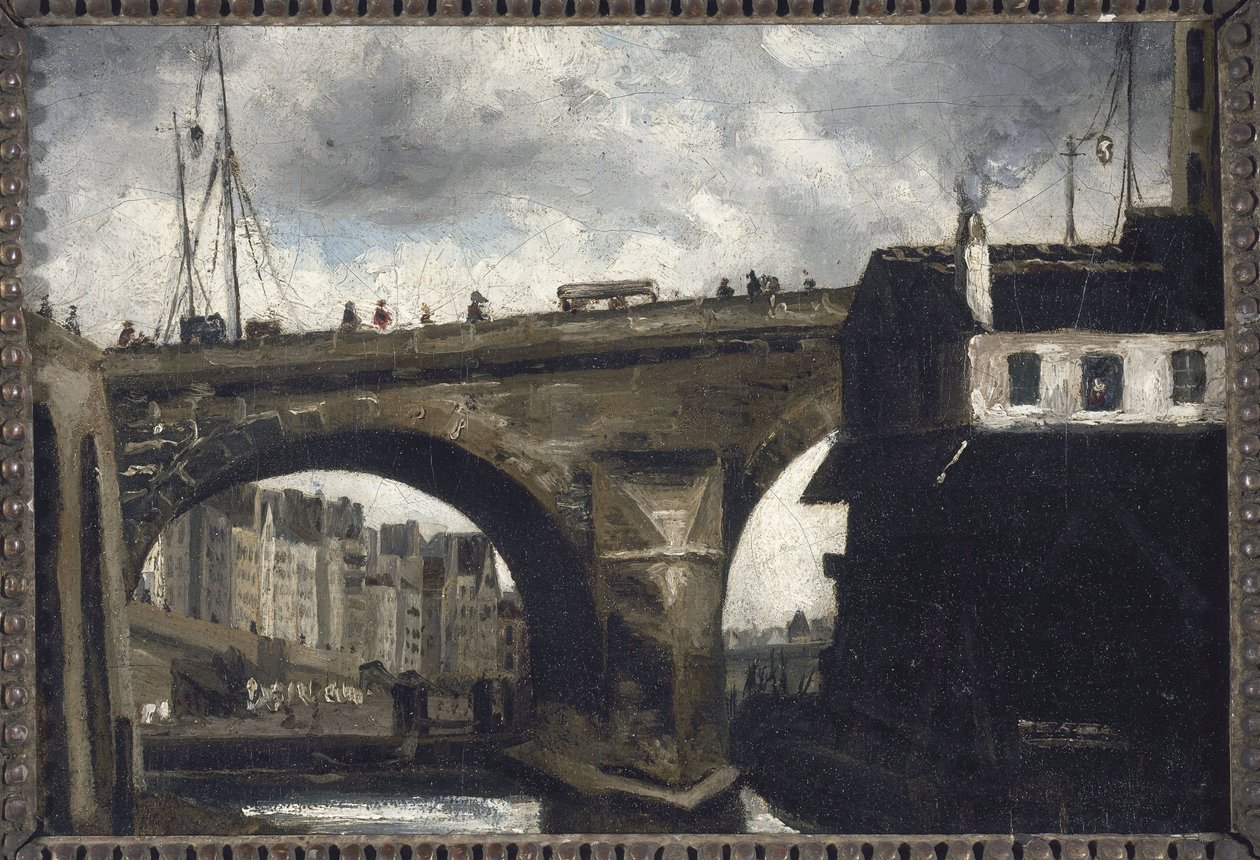 Notre-Dame-broen og pumpen af Louis Godefroy Jadin