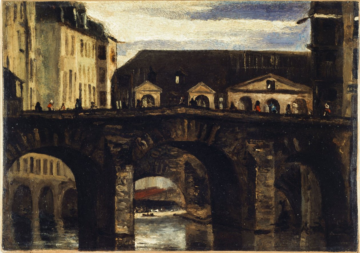 Den lille bro og Saint Charles-broen, ca. 1825 (olie) af Louis Godefroy Jadin