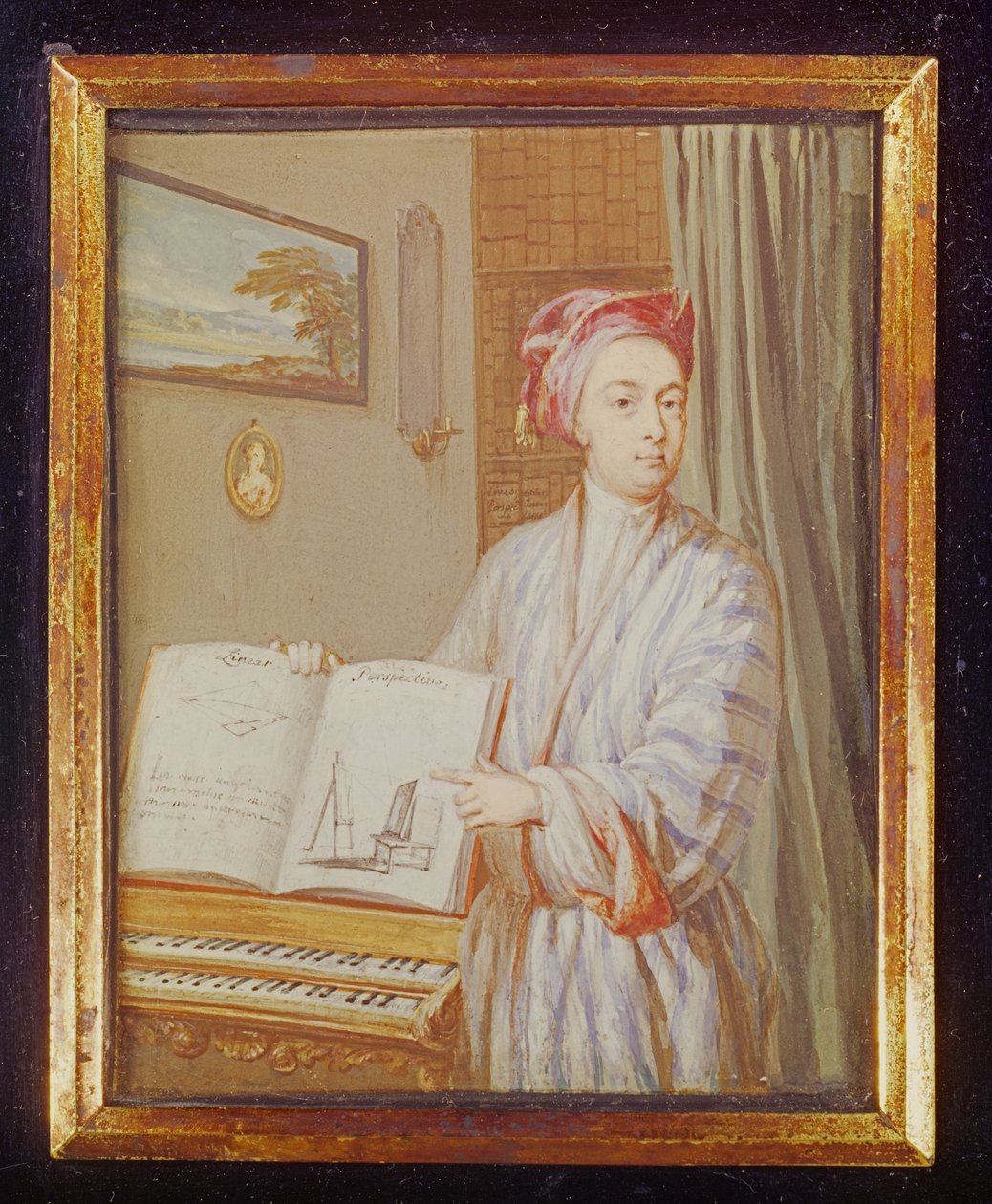 Portræt af Brook Taylor (1685-1731) 1720 (wc og kropsfarve på vellum lagt på kort) af Louis Goupy