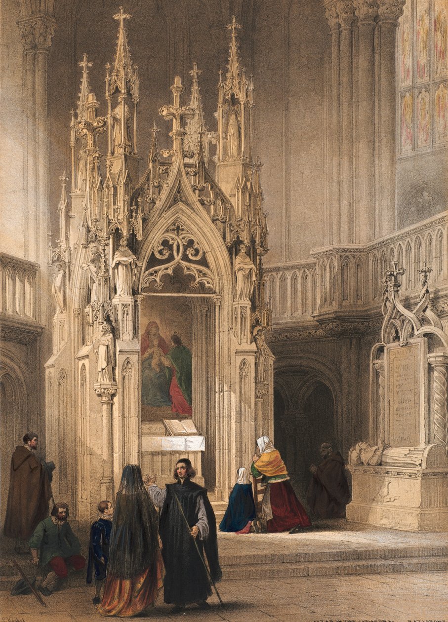 Alteret i domkirken, Ratisbone, ark 8 fra "Haghes skitsemappe": Belgien, Tyskland", ca. 1845-55 af Louis Haghe