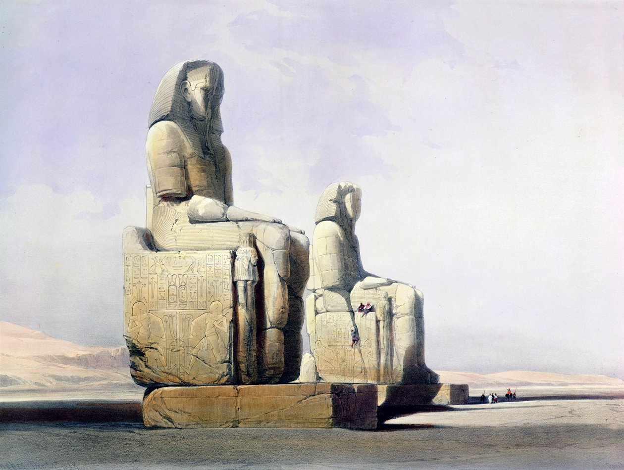 Detalje af kolosserne af Memnon, Theben, Egypten, 4. december 1838 1846 af Louis Haghe