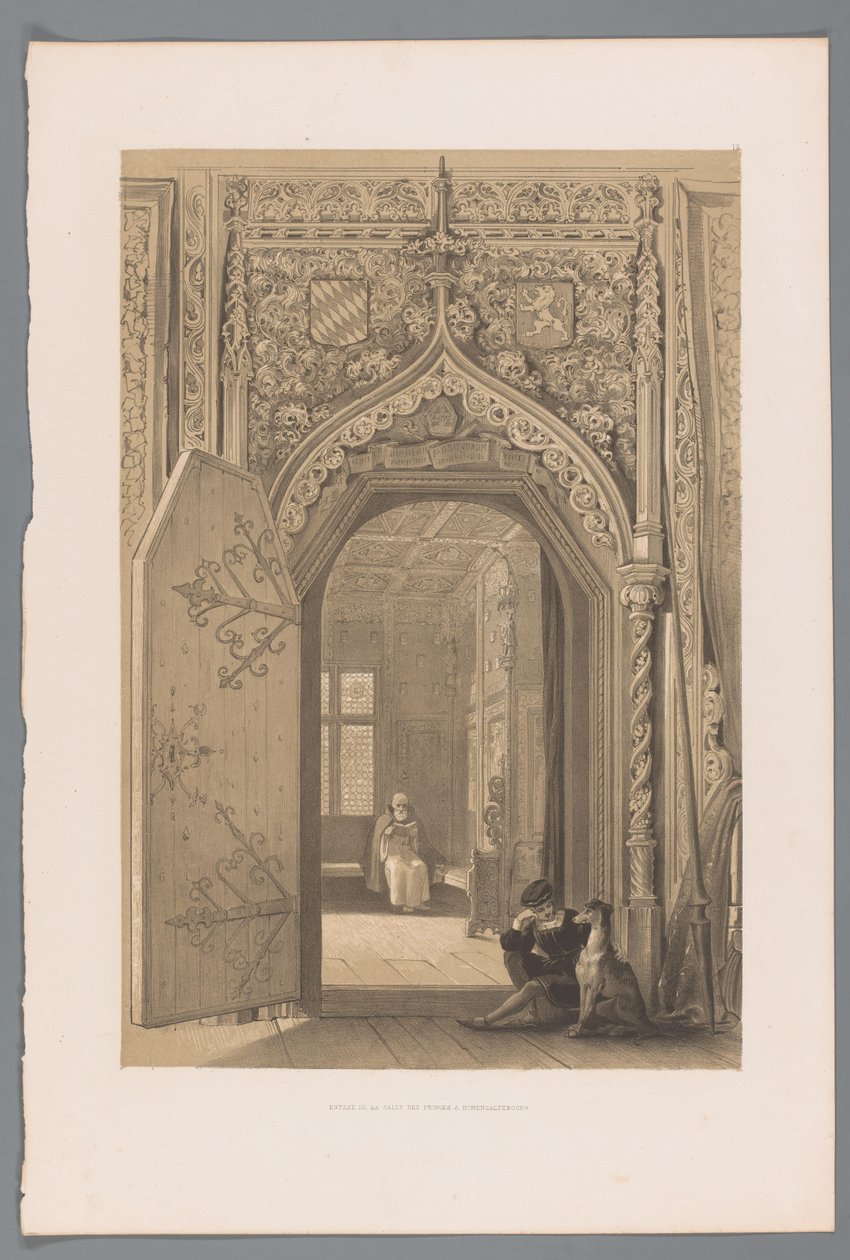 Dør til det fyrstelige kammer i Hohensalzburg Entrée de la salle des princes a Hohensaltzbourg (titel på objektet) af Louis Haghe
