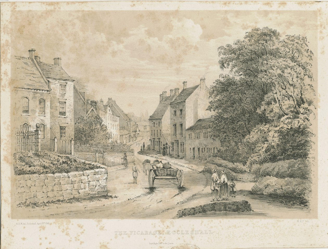 Eccleshall Village: litografi af Louis Haghe