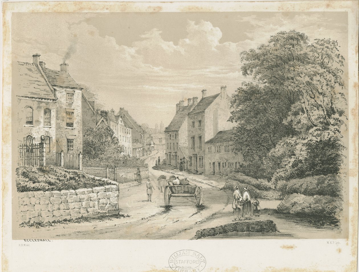 Eccleshall Village: litografi af Louis Haghe