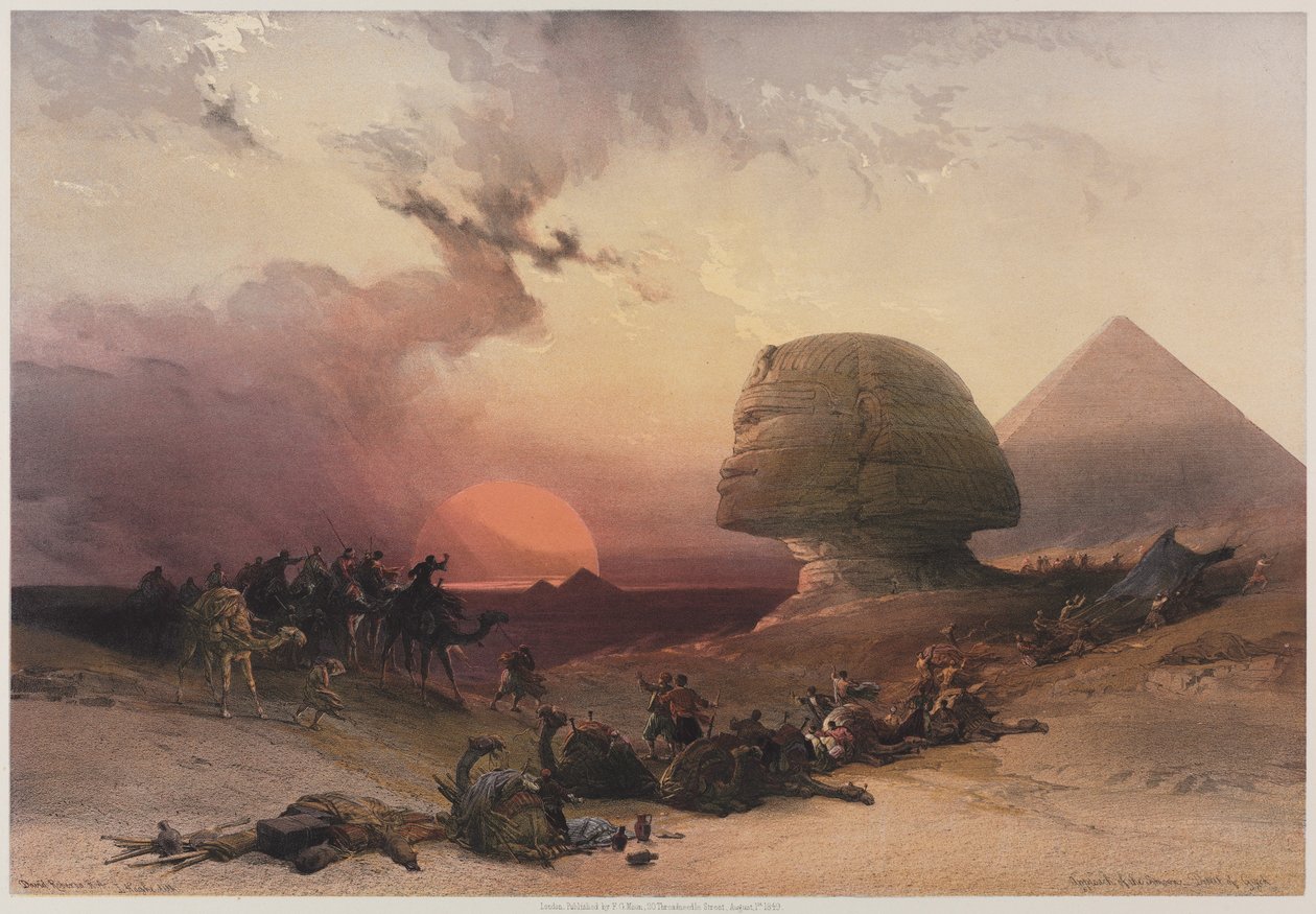 Egypten og Nubien, bind III: Tilnærmelse af Simon-ørkenen ved Gizeh, 1849. af Louis Haghe