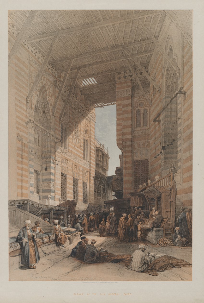 Egypten og Nubien, bind III: Silk Mercers basar, Cairo, 1848. af Louis Haghe