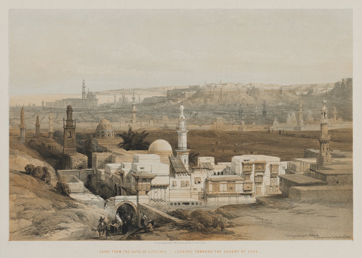 Egypten og Nubien, bind III: Kairo fra Citzenib-porten, ser mod Suez-ørkenen af Louis Haghe