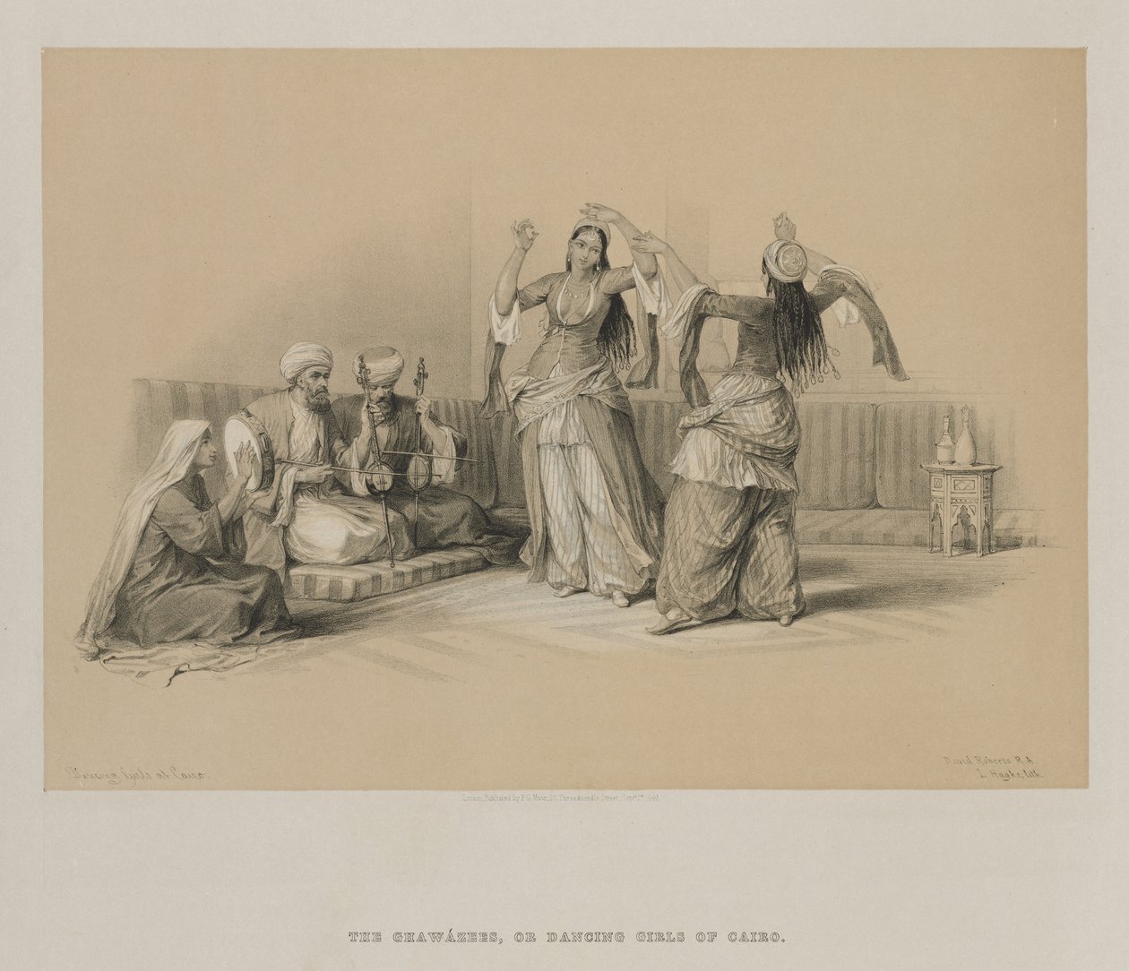 Egypten og Nubien, bind III: Dansende piger i Kairo, 1849. af Louis Haghe