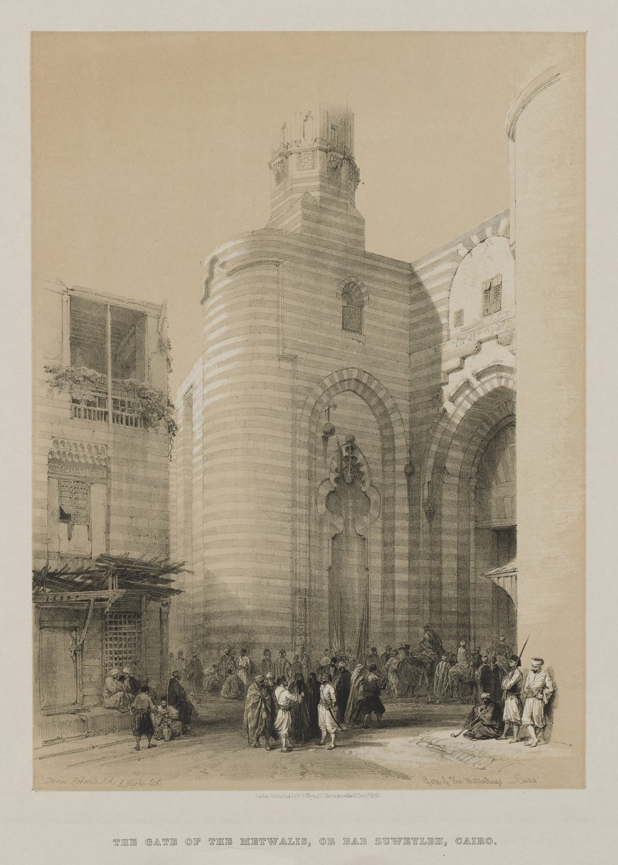 Egypten og Nubien, bind III: Gate of the Metwaleys, Cairo af Louis Haghe