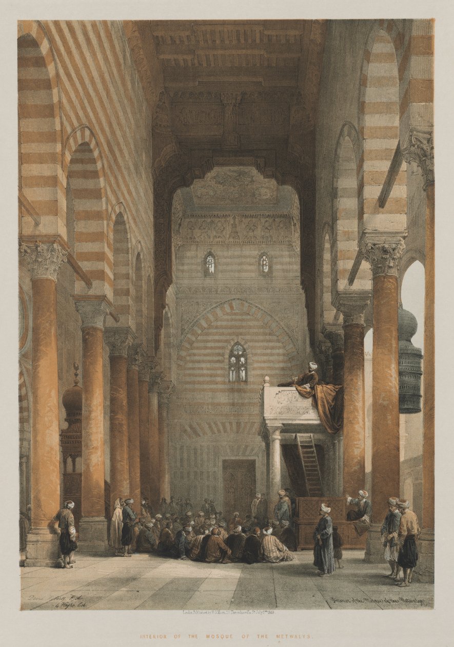 Egypten og Nubien, bind III: Det indre af Metwalys-moskeen, 1849. af Louis Haghe