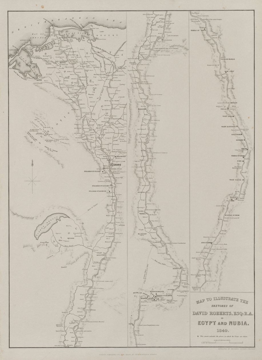 Egypten og Nubien, bind III: Kort til at illustrere skitserne af David Roberts, Esq: R.A. i Egypten og Nubien 1849 af Louis Haghe