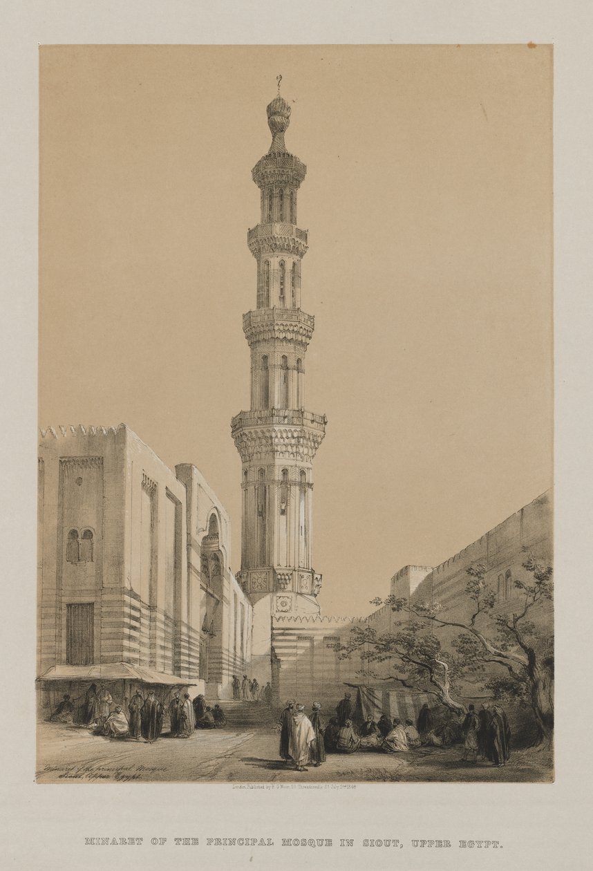 Egypten og Nubien, bind III: Minaret af hovedmoskeen Siout, Øvre Egypten af Louis Haghe